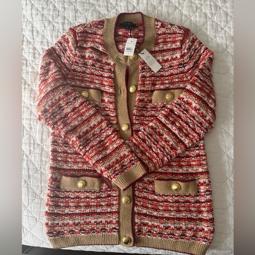 NWT Ann Taylor Tweed Stitch Cardigan, Medium